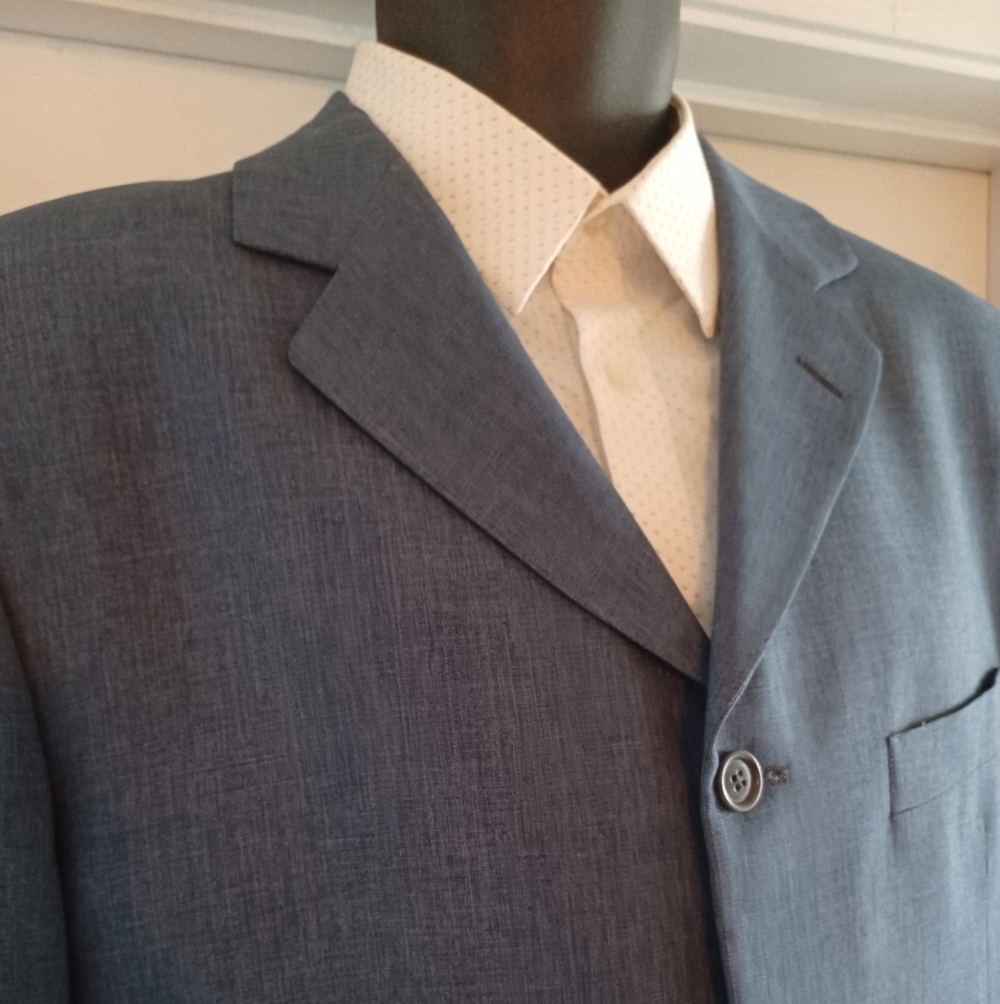 Mediterranea Men's Blue Suit, Retro Style, Made in Italy, 42L / 34x30 - Picture 8 of 10